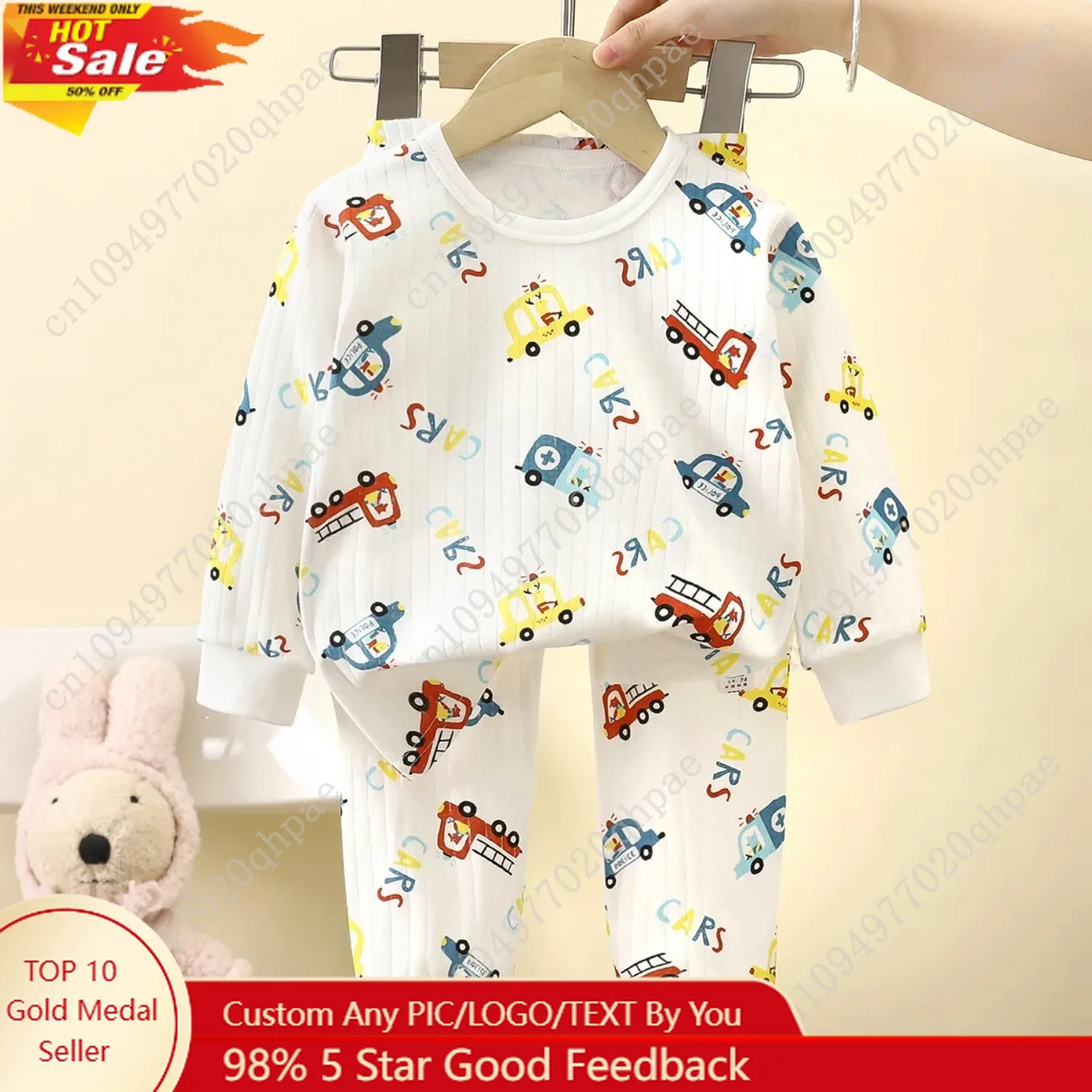 

Kids Autumn Pure Cotton Pajamas Sets Boys Girls Cute Cartoon Long Sleeve T-Shirt Tops with Pants Toddler Baby Casual Sleepwear