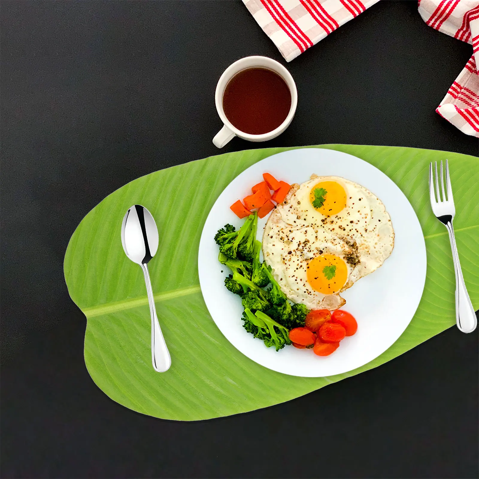 

4-компонентные коврики для стола в форме листа, элегантные салфетки из искусственной зелени, нескользящие, термостойкие для кухни, столовой, сада, вечеринки