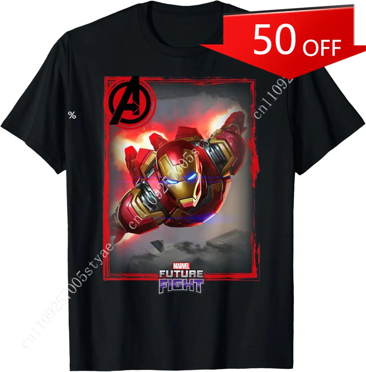 

Marvel Future Fight Iron Man Portrait Graphic T-Shirt T-Shirt