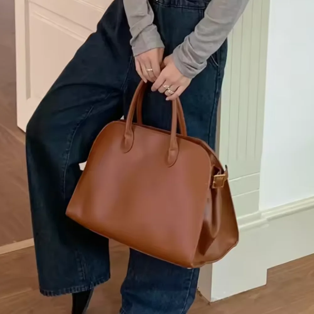 

Boston Luxury Brand Cowhide Large Capacity Shoulder Bag Genuine Leather Tote Bags For Women Luxury Designer Handbags And Purses