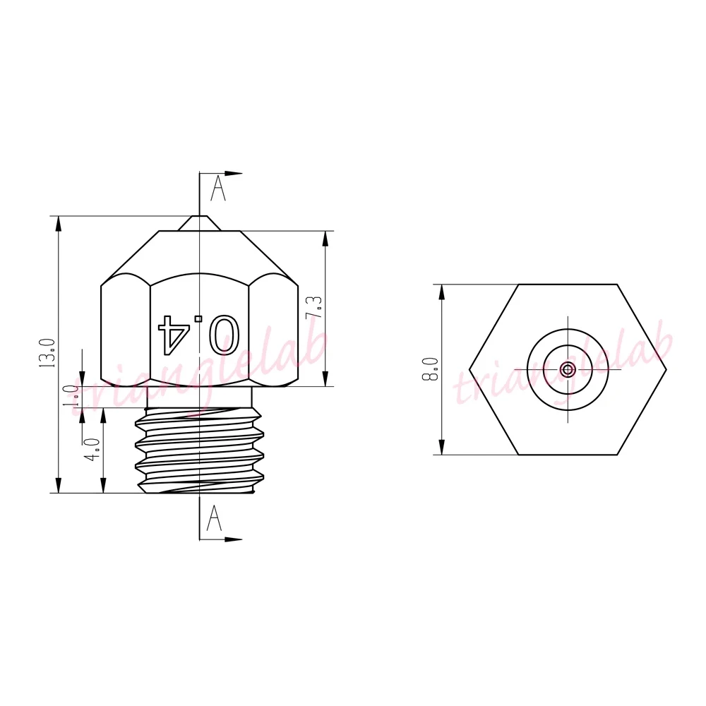 C Trianglelab MK8 Plated Copper Ruby Nozzle Ultra High Temperature Compatible With Special Materials PETG ABS PEI PEEK NYLON