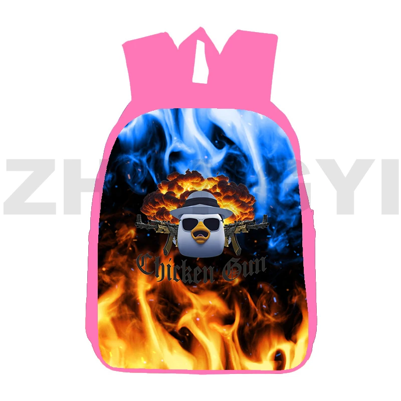 Popular Students Chicken Gun Game 3D Backpacks Sports Travel Rucksack 12/16 Inch Chicken Gun Schoolbags for Girls Shoulder Bag