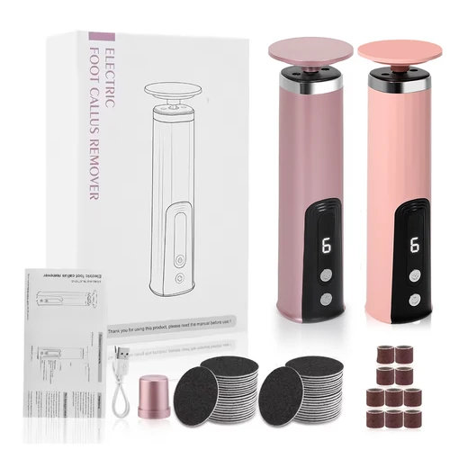 Máquina eliminadora de callos de pies eléctrica inalámbrica, herramienta de pedicura recargable para eliminación de piel muerta y cutículas con arena de repuesto