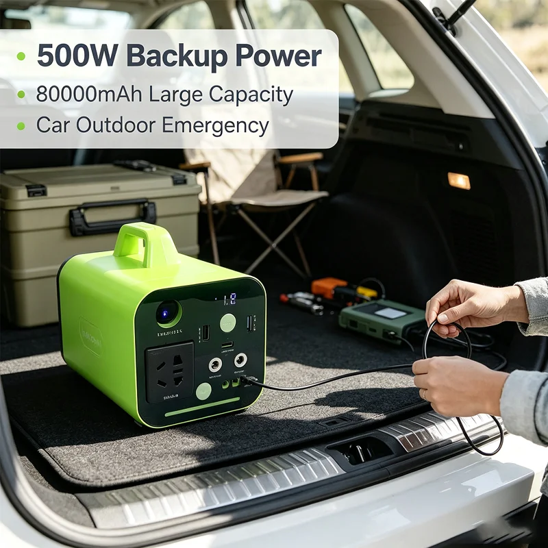 Lightweight Carry Handle 80000mAh 500W Outdoor Backup Power Station Multi AC DC PD USB Fast Output Camping Energy Storage Box