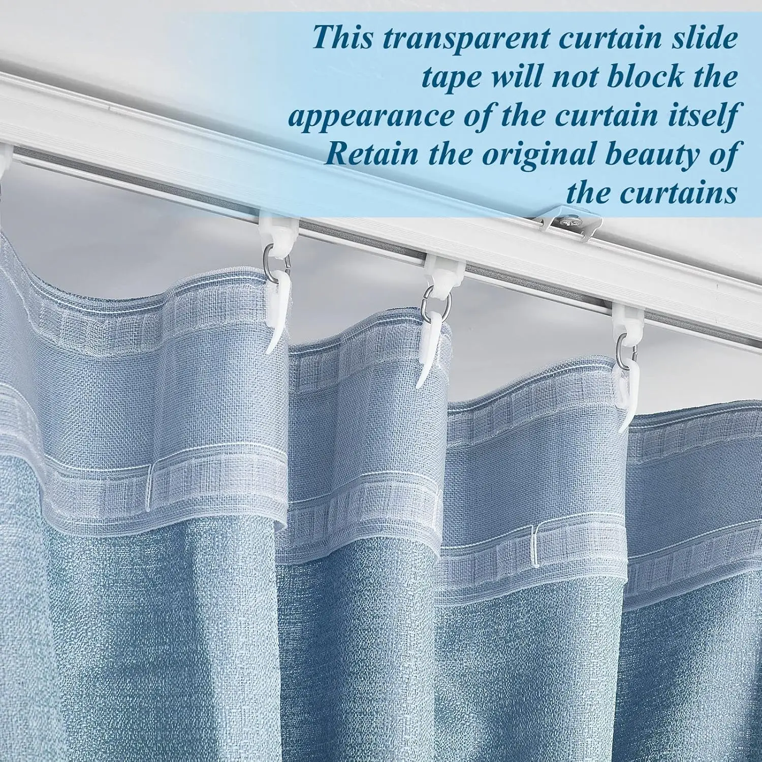 Transparent Wave Curtain Tape Hooks Pleat Tape Set for Curtains Drape Ripple Fold Drapery