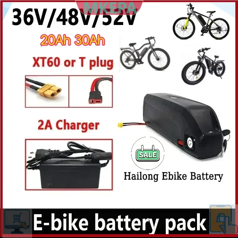 

36 В 48 В 52 В для электрического горного велосипеда с двигателем Hailong, аккумулятор с BMS 20 Ач 30 Ач, для Bafang BBS02 BBS03 BBSHD 750 Вт 1000 Вт Ebike1