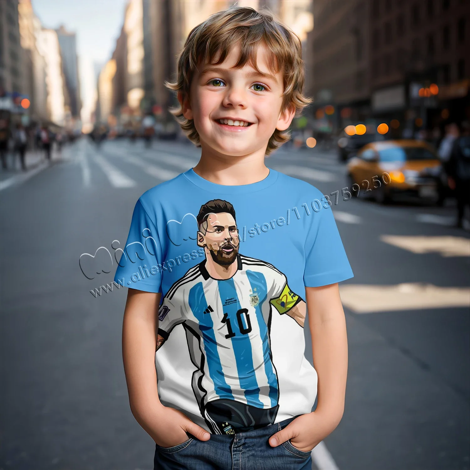 3D Print Messi Football for 2-14 Years Old Summer 2024 Kids Clothes Cool T-shirts for Children Stich Boys Children\'s Clothing