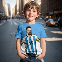 3D Print Messi Football for 2-14 Years Old Summer 2024 Kids Clothes Cool T-shirts for Children Stich Boys Children's Clothing