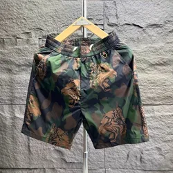 Pantalones cortos con estampado de tigre para hombre, Shorts holgados informales de estilo fino, con camuflaje de movimiento, talla grande, 2024