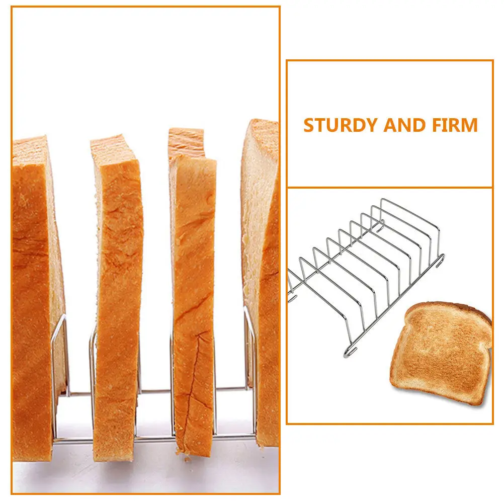 3Pcs Stainless Steel Toast Rack Bread Holder 8 Fryer Toast Slice Stand Bread Cutting Board Organizer Kitchen Food