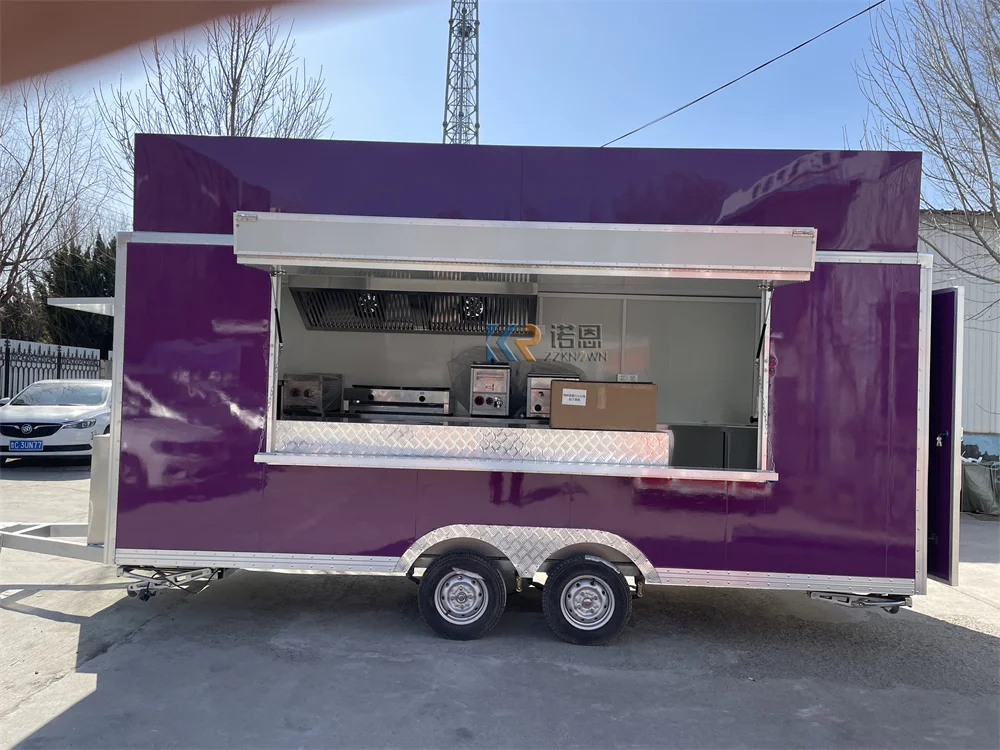Street Mobile Food Trailer Customized Fully Kitchen Equipment Pizza Kiosk Concession  Food Truck Carts
