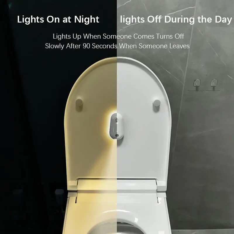 2-in-1 Toiletten-Sensorleuchte mit UV-Sterilisation, 3 Helligkeitsstufen, 120° ° Sensorgestützter Winkelregler für die Heimtoilette – Detail 3