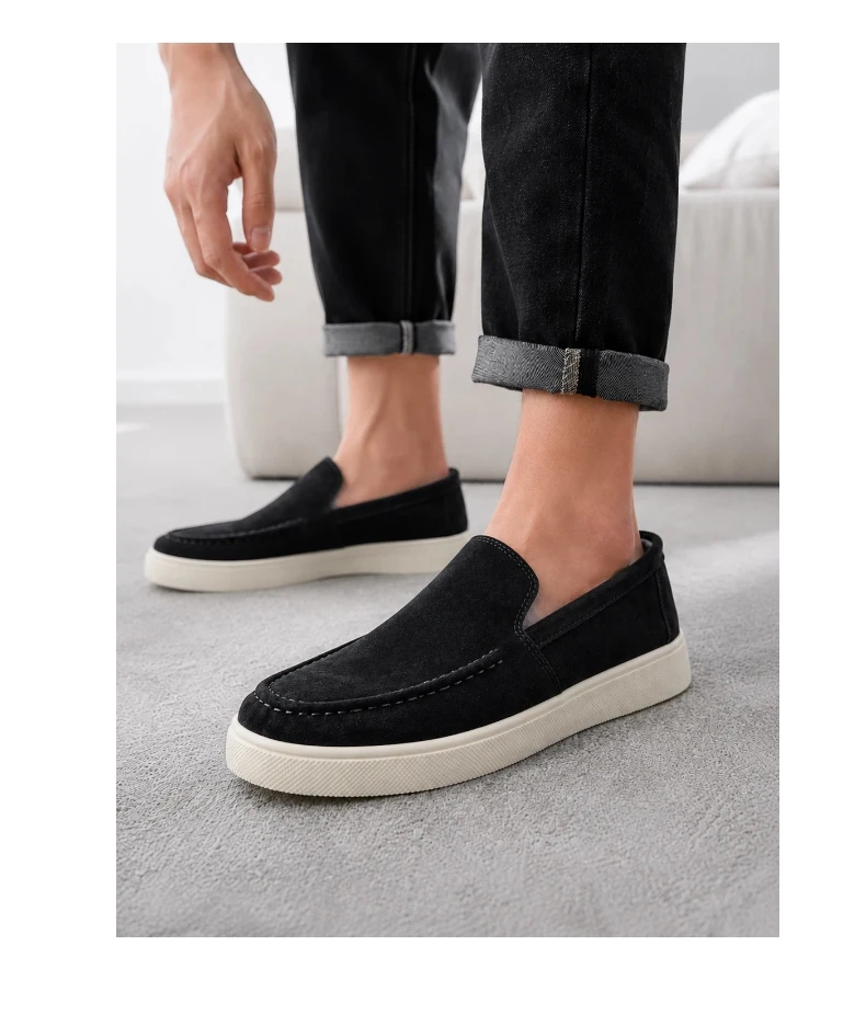 Herren-Freizeitschuhe, Wildleder-Loafer, klassischer britischer Stil, Herrenschuhe, leichte, weiche Mokassins, Slip-on-Fahrschuhe für Herren – Detail 14