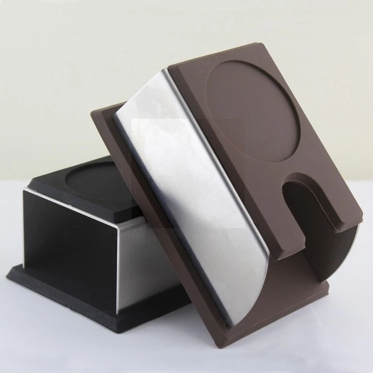 Stainless Steel Tamper Station, Corner Tamping Mat Holder, Coffee Portafilter Stand