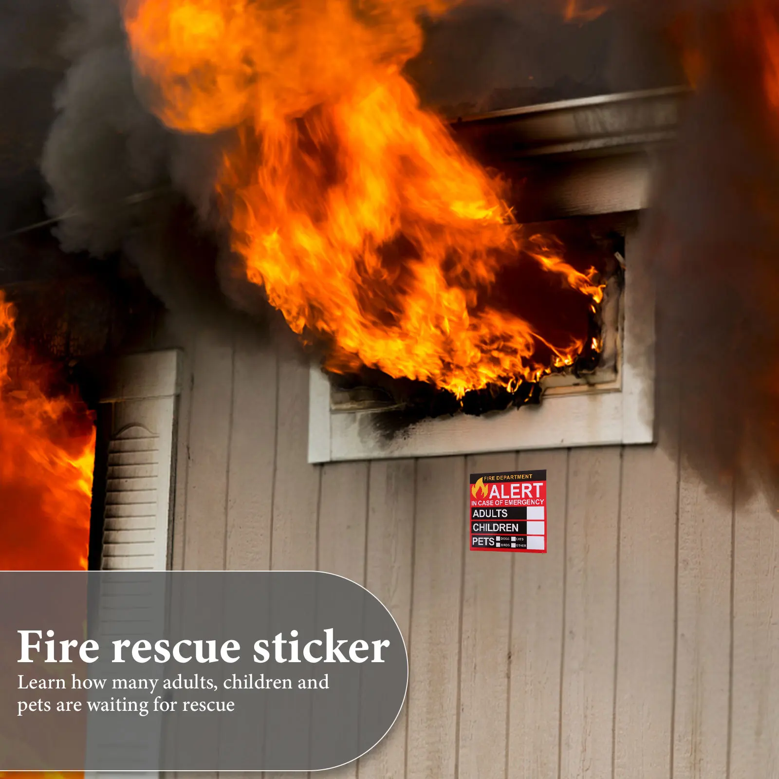 

Safety Alert Sticker Emergency Rescue Decal For Window Door Fire Safety Accessory People Pet Finder Sticker