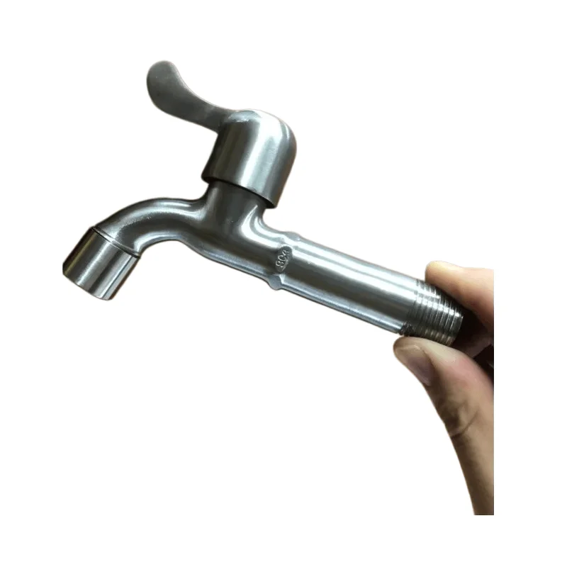 Brushed Outdoor304 Stainless Steel Garden Faucet Wall Mounted  Bibcock Garden Wash Basin Mop Lengthen Faucet  Garden