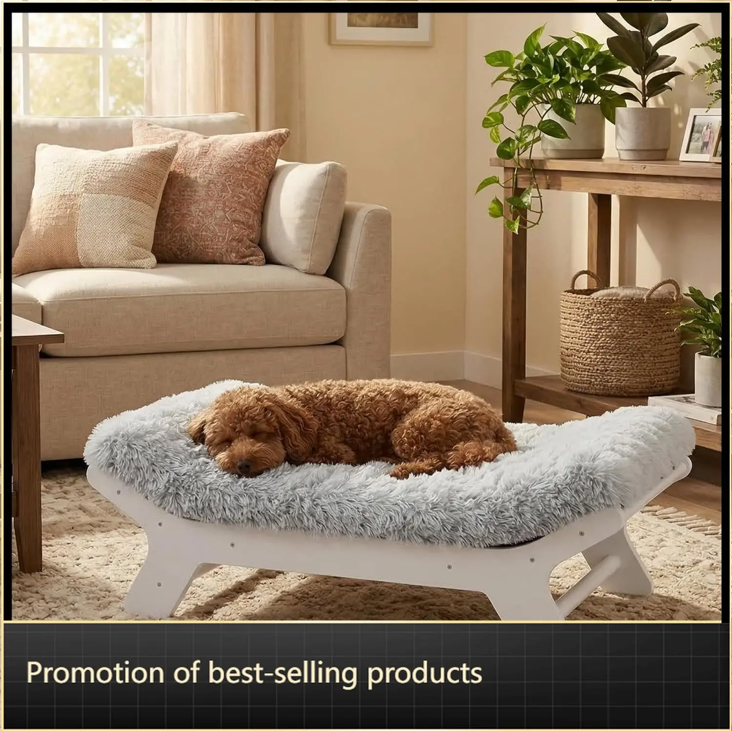 

Wood Elevated Dog Bed Frame and Egg Crate Foam Mattress, Luxurious Suitable for Pets Up to 55 lbs, White, M