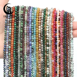 Faceted 3mm Natural Stone Beads Tiny Small Loose Gemstone Beads for Jewelry Making DIY Bracelet Necklace