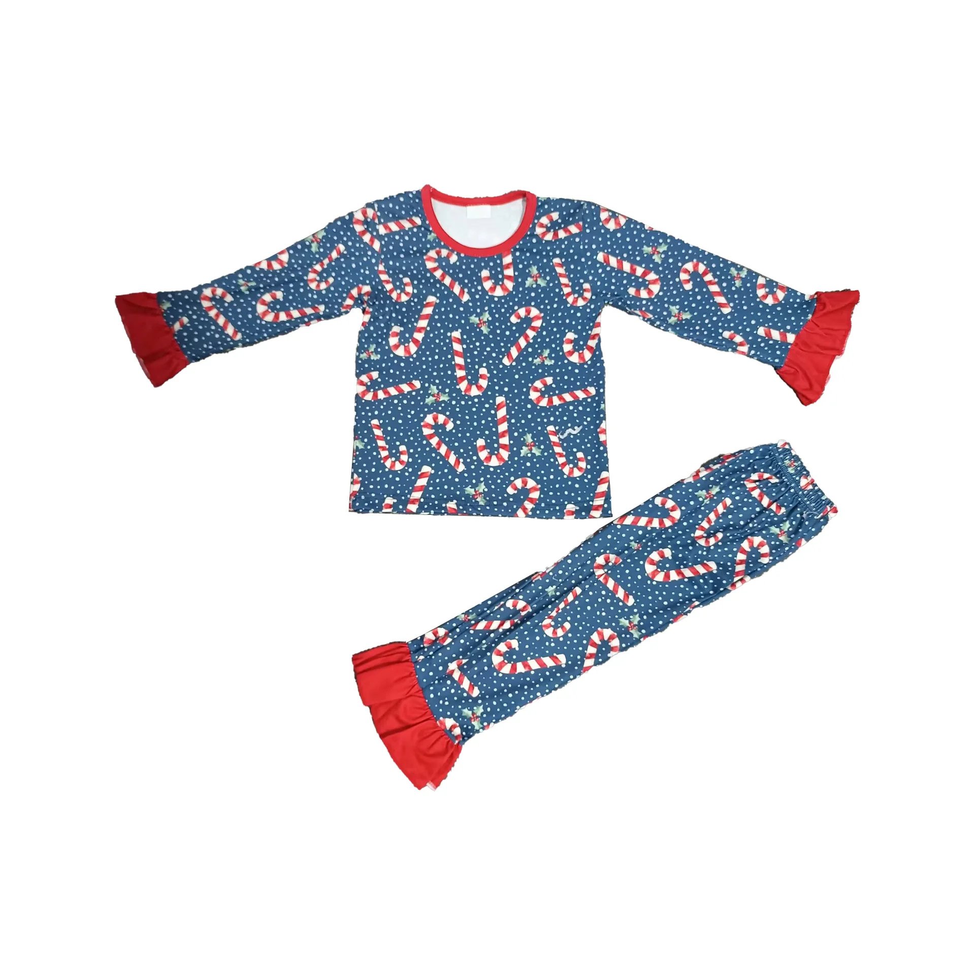 Boutique Kinder Süßigkeiten Pyjamas Outfits Winter Weihnachten Pyjamas Set für Jungen Mädchen Großhandel