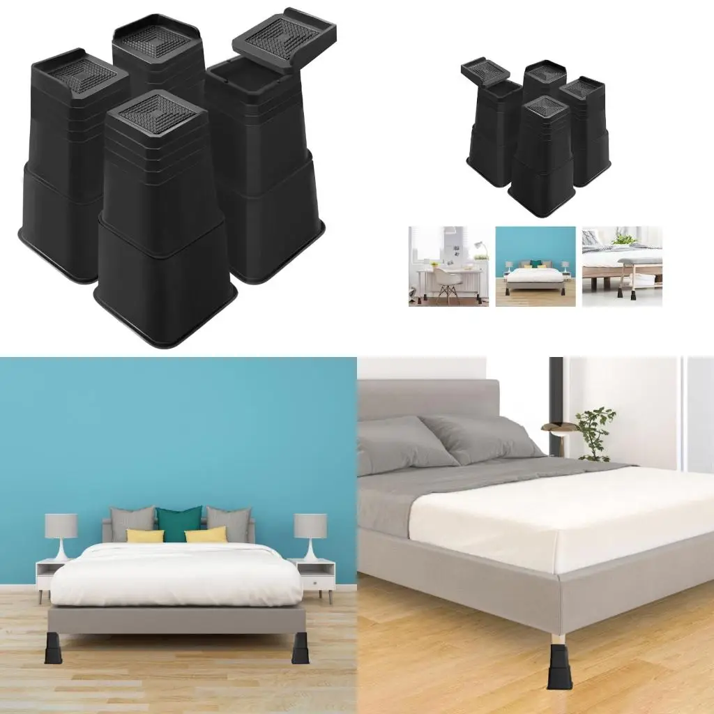Bed Risers Plastic Construction Antislip Grip Floor L Bed Lifts high quality