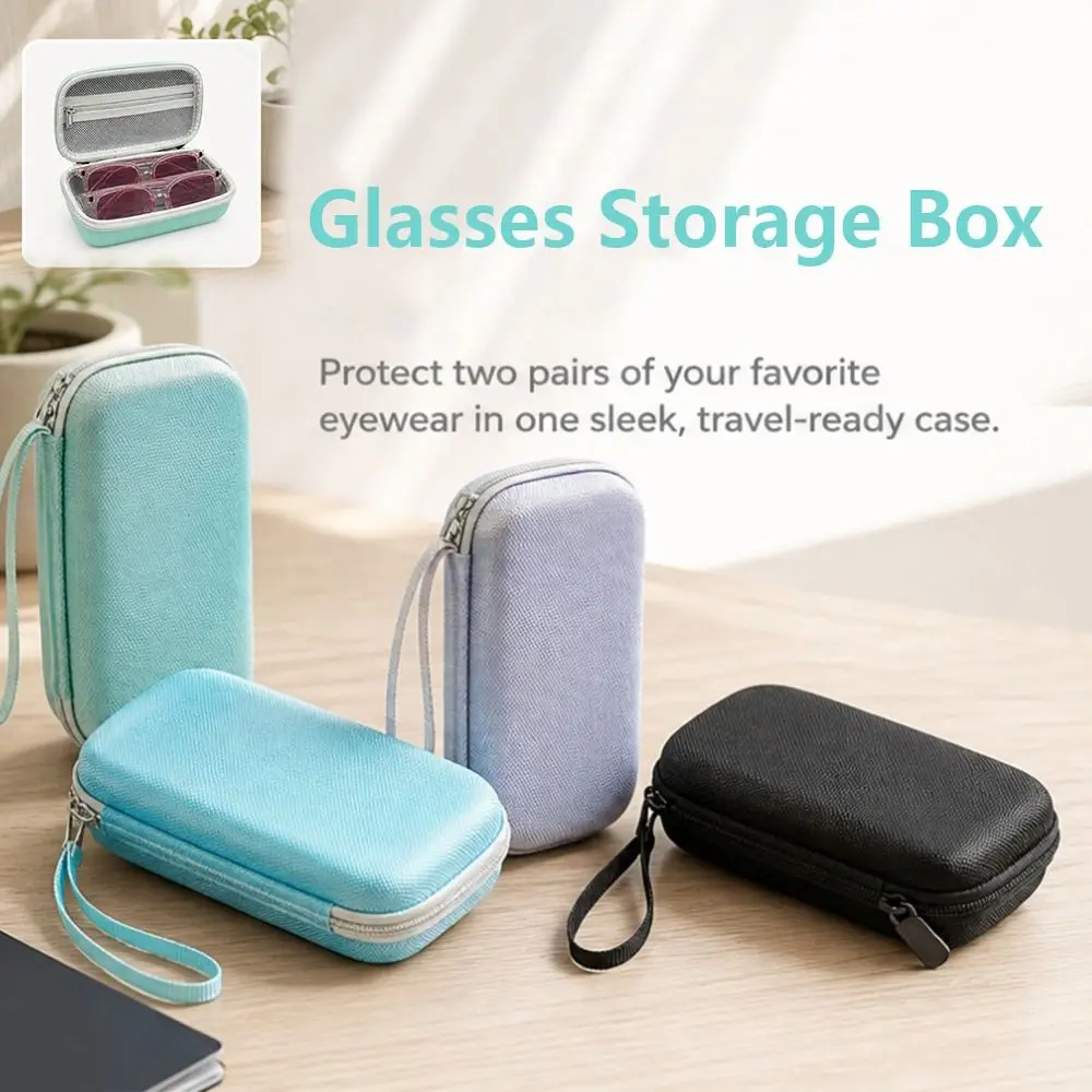 2-Grid Glasses Storage Box EVA Large Capacity EVA Sunglasses Box Anti-lost Portable Sunglasses Storage Box Sunglasses Organizer