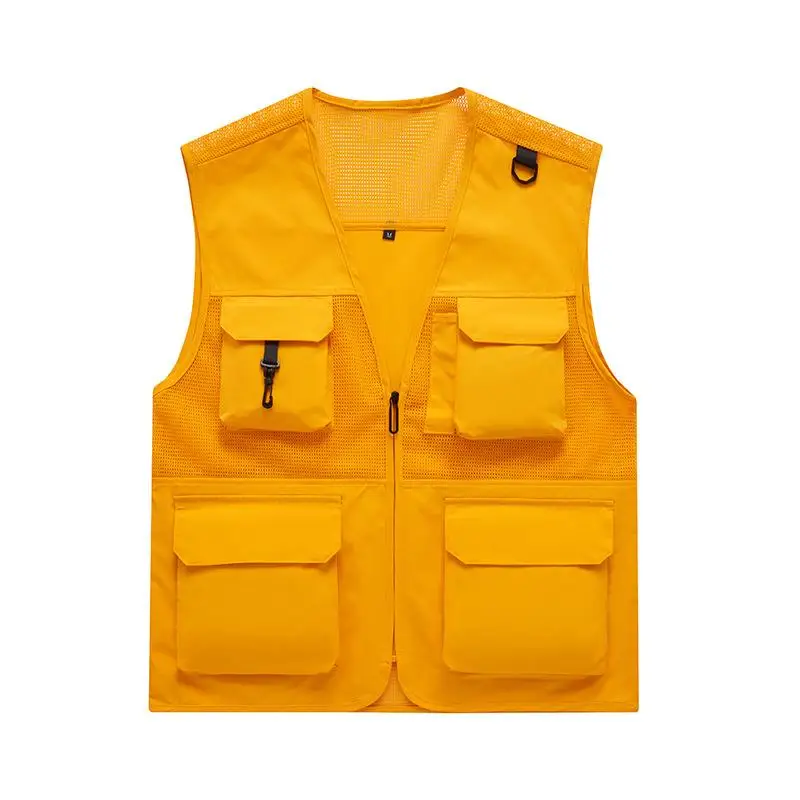 Men's Working Vest Hunting With Pockets Motorcycle Photography Shooting Personalized Custom Printed Logo Red Fishing Jacket