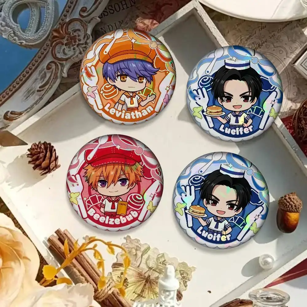 Game Obey Me Otome Sim Leviathan Mammon Satan    Soft Button Pin Round Metal Badge Lapel Pin Parts Gift Friends Kid Jewelry