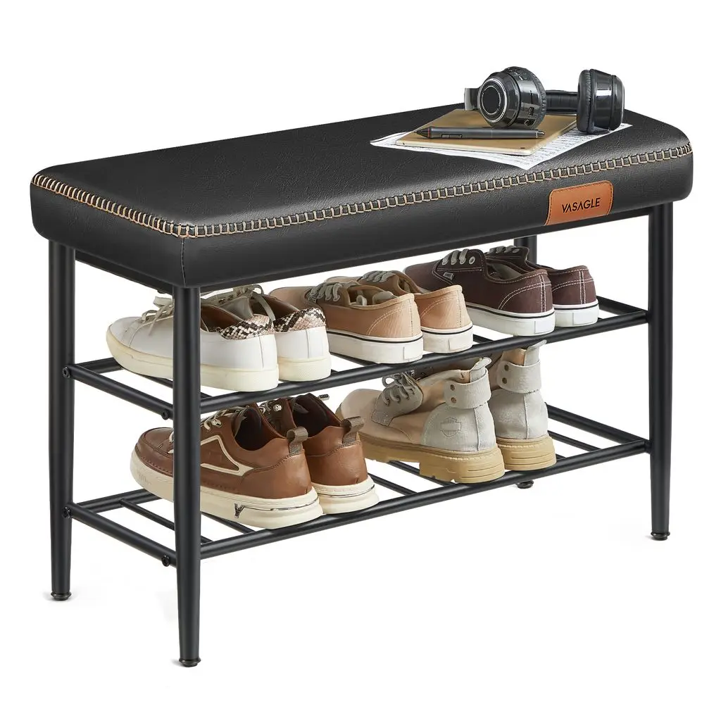 VASAGLE shoe bench, shoe rack, EKHO Series, artificial leather, 30x80x50 cm