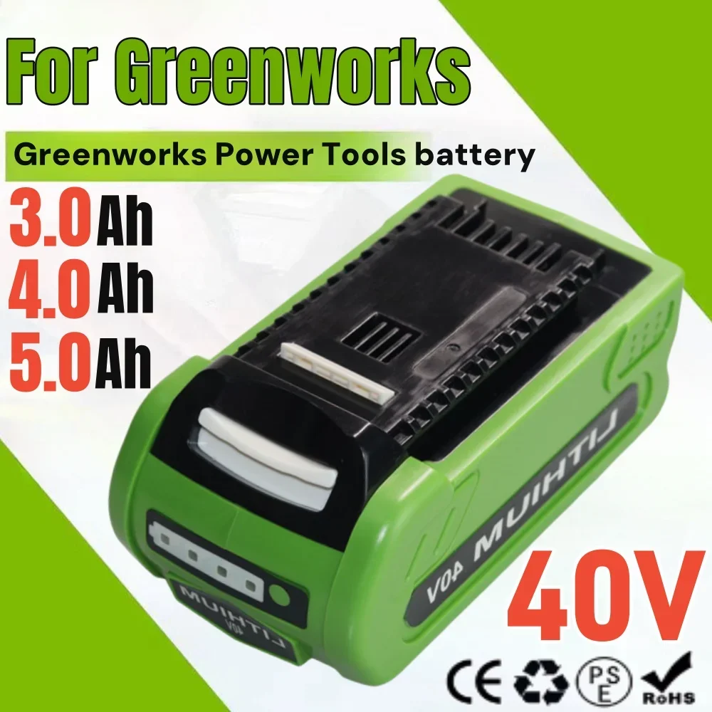 40V 3.0 /4.0/ 5.0Ah Lithium ion rechargeable battery suitable for GreEnworks 29462 29472 29282G Max Gmax lawn mower power tools