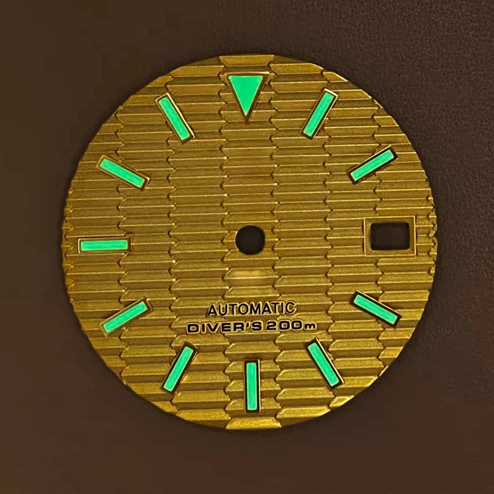 28.5mm S Logo SKX007 Slope Dial Fit NH35/NH36/4R/7S Japanese Movement Green Luminous High-Quality Watch Modification Accessories