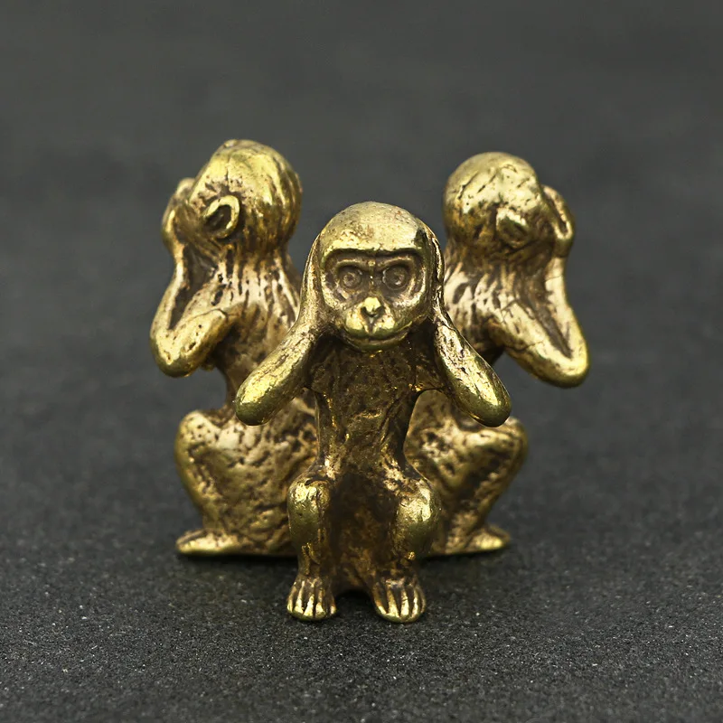 

Retro Pure Copper Three Monkey Tea Pet Ornaments Home Decoration Accessories Monkey Statue Miniature Desk Decoration