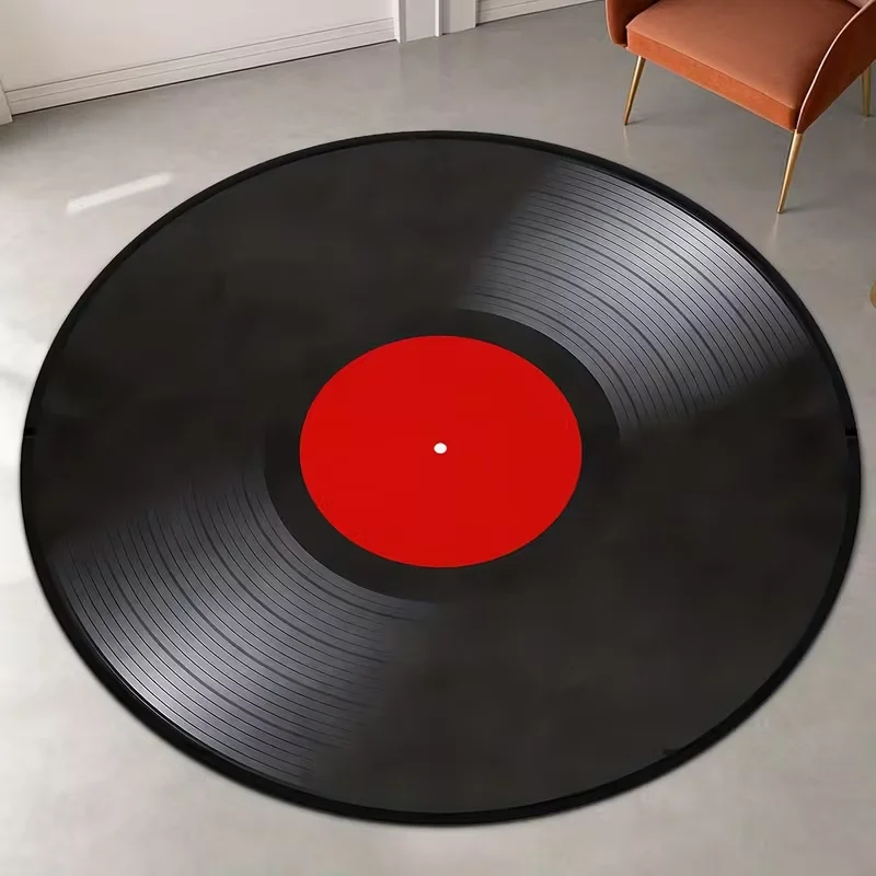 Retro Vinyl Record Carpet Music Practice Room Soft Floor Round Rug for Living Room, Bedroom, Office Decor Fashionable Home Decor