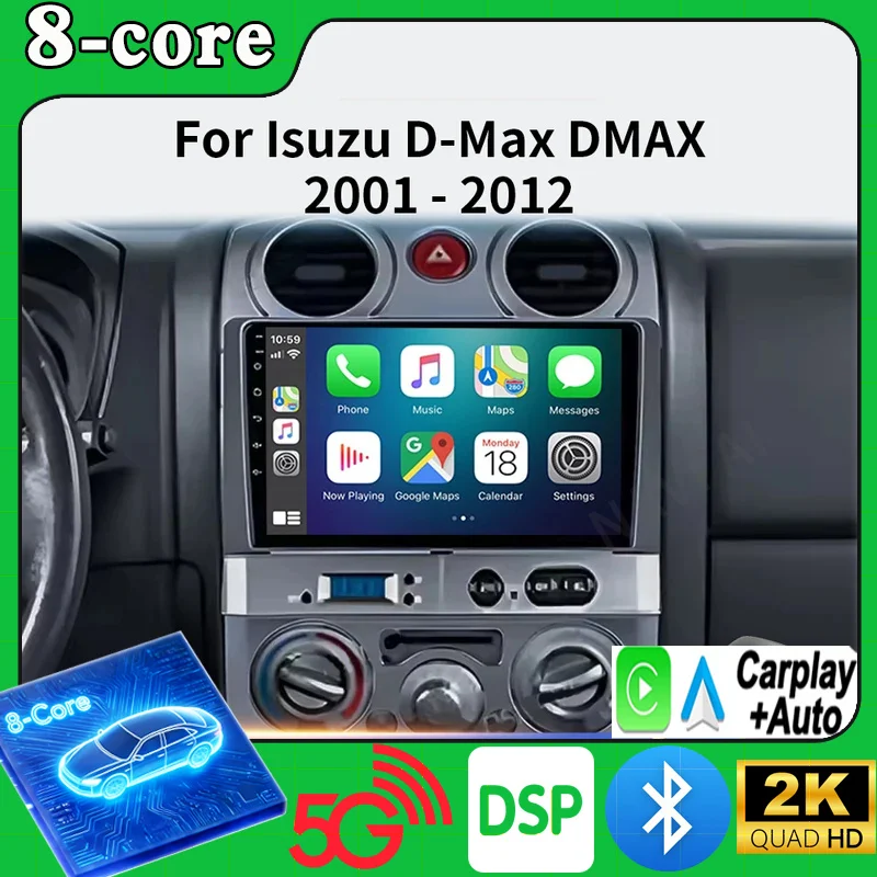 Android 16 WIFI+5G Carplay Auto Car Radio For Isuzu D-Max DMAX 2001-2012 Multimedai GPS Navigation Player Stereo BT DVD