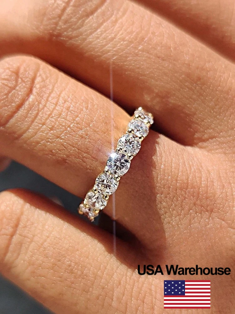 

Стерлингового Серебра 925, круглый циркон, блестящие великолепные кольца для женщин, обручальные, свадебные, высокое качество, ювелирные изделия