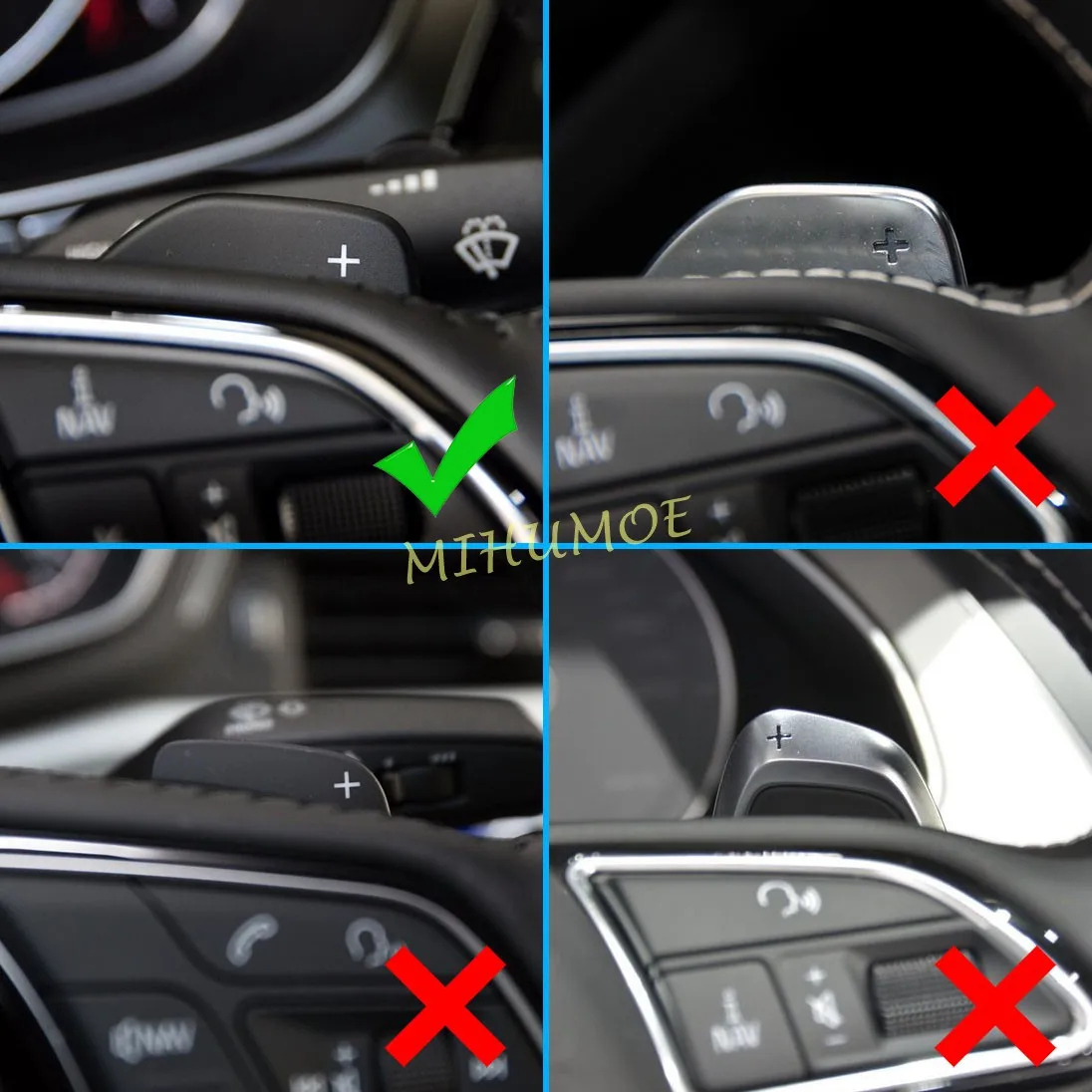 2Pcs Black Paddle Shifter Extensions For 2014 2015 2016 Audi A3 A4 A5 A6 A7 A8 Q3 Q5 TT Car Steering Wheel Shift Accessories