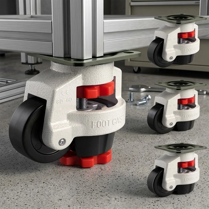 Adjustable Height Heavy Duty Leveling Casters, Universal Anti-Slip Wheels for Vending Machine Workbench Industrial Equipment