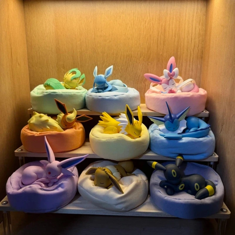 

Hot Cute Eevee Multi Forms Sleeping Pose Blind Box Figures Kawaii Doll Desktop Decor Pc Case Accessories Mystery Blind Box Gifts