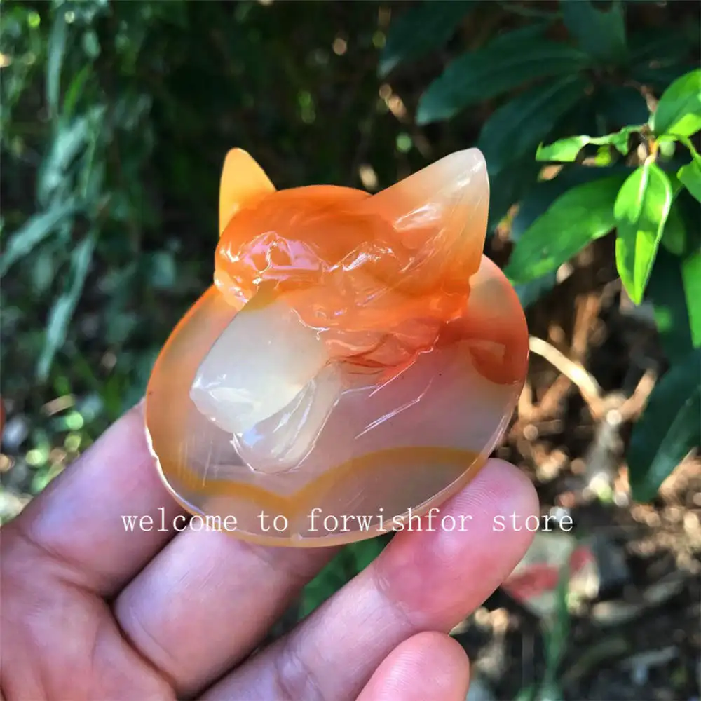 Natural Reiki Crystal Agate Stone English Orange Agate Wolf Head Shape Sculpture Pendant Diy Decoration