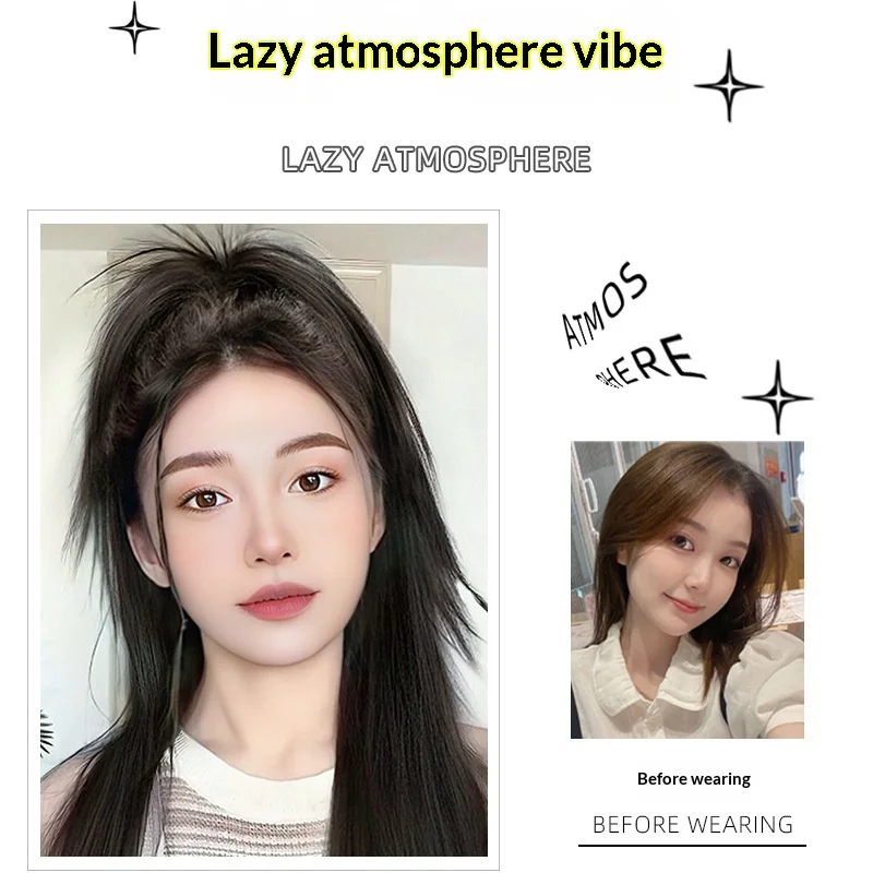 سيدة شعر مستعار وهمية مع تأثير شلال نصف متابعة عالية ذيل حصان الشباب عالية تاج الطبيعية رقيق كليب على نمط الاصطناعية للنساء #2