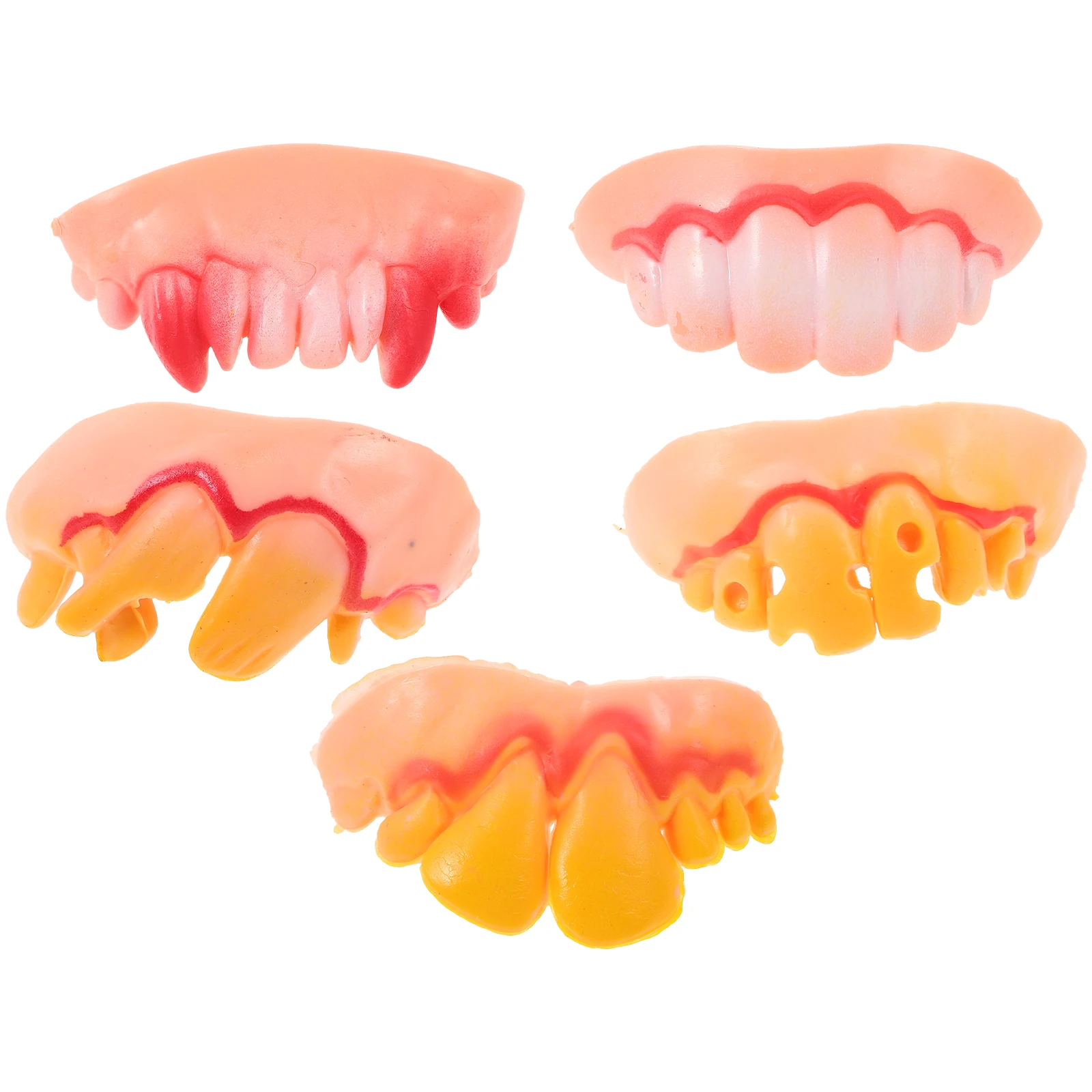 5pcs Wacky Artificial Set Gag Prank False Teeth For Halloween Easter Party Funny Fake Teeth Props - Novelty Prank