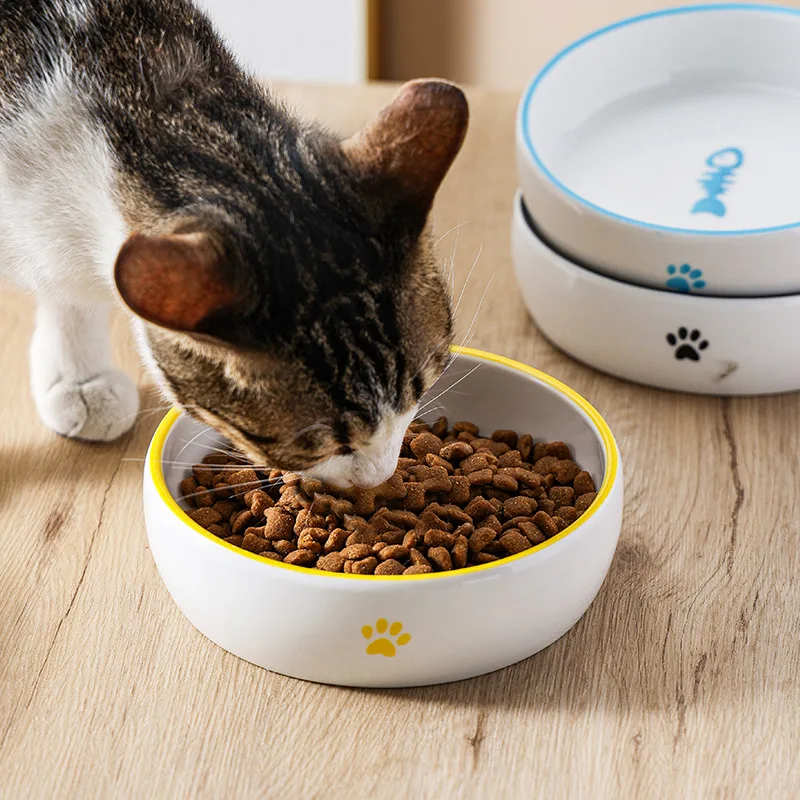 Pet Supplies Ceramics Food Water Cat And Dog Bowls To Protect The Cervical Spine And Prevent Tipping Over