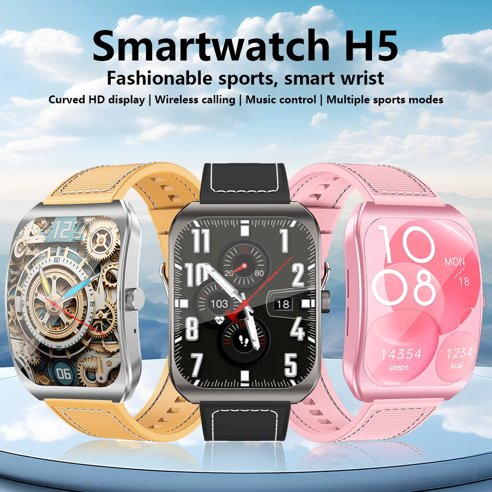 2025 جديد شاشة منحنية ساعة ذكية مساعد صوتي بلوتوث دعوة الرياضة عداد الخطى لنظام أندرويد IOS رجل امرأة Smartwatch