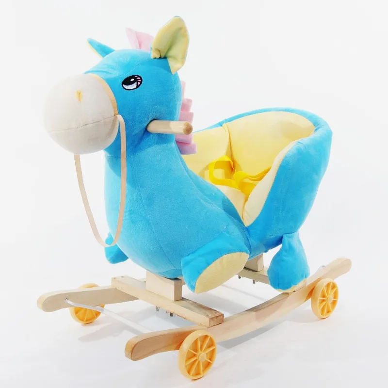 

Children's plush rocking horse with music baby rocking chair solid wood Trojan horse baby