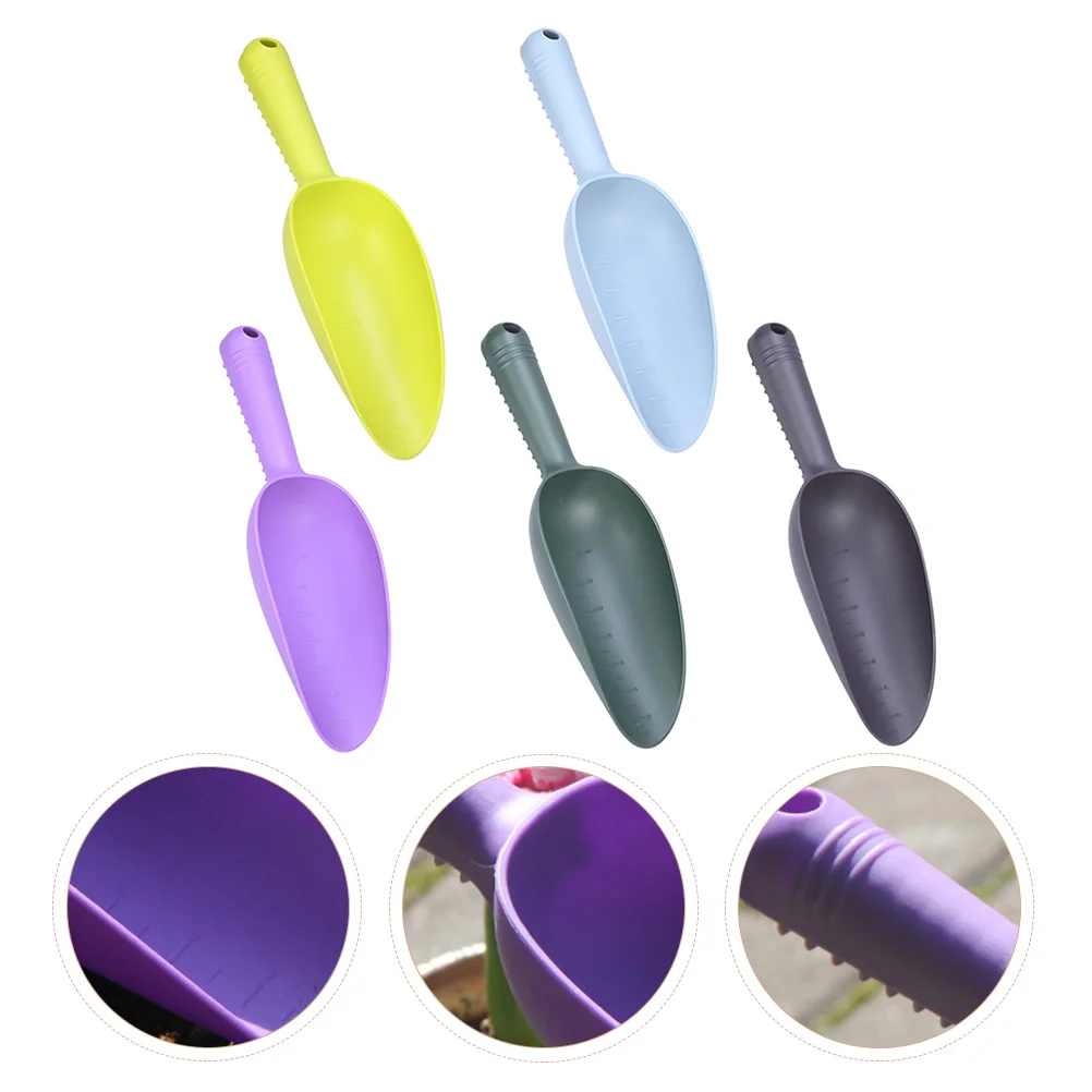 

5pcs Garden Shovel Soil Trowel Lightweight Plastic Scoop Digging Tools Home Growing Various Colors Ergonomic Handle Smooth Edge
