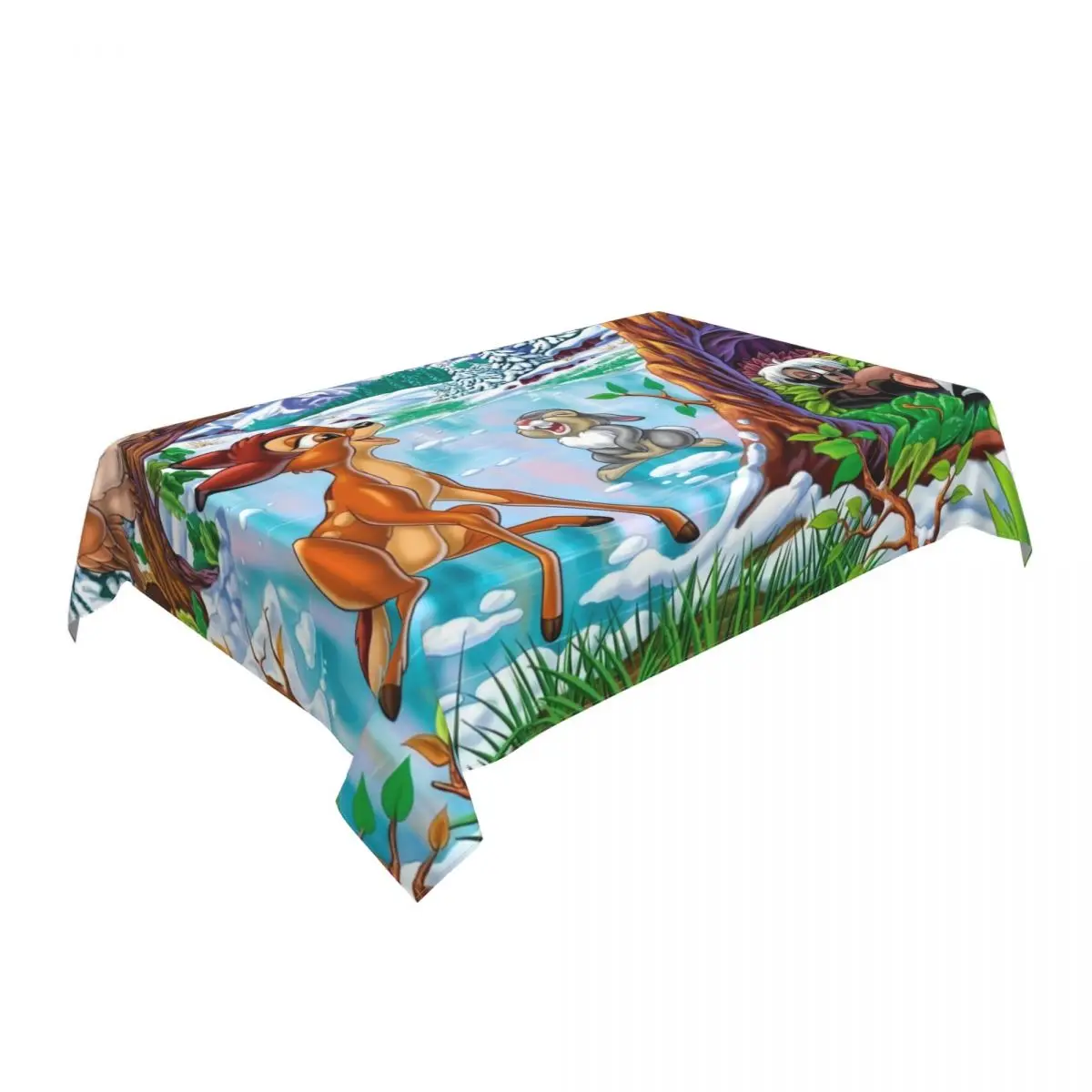 Custom Rectangular Waterproof Oil-Proof Disney Bambi Animated Movies Tablecloth Backing Table Covers 45