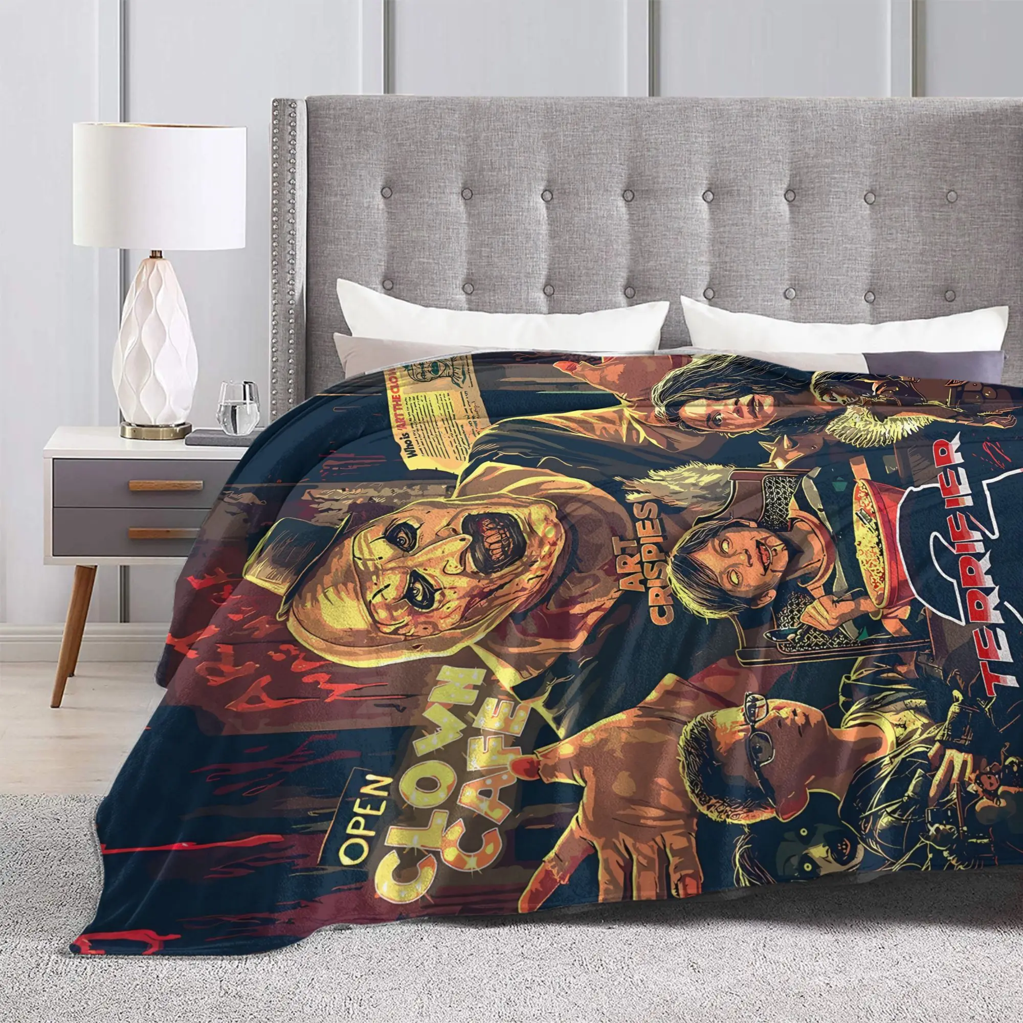 Terrifier Movie Flannel Blanket Winter  Super Soft Bedding Throws for Kids Home Decor Fashion Bedspread Sofa Bed Cover