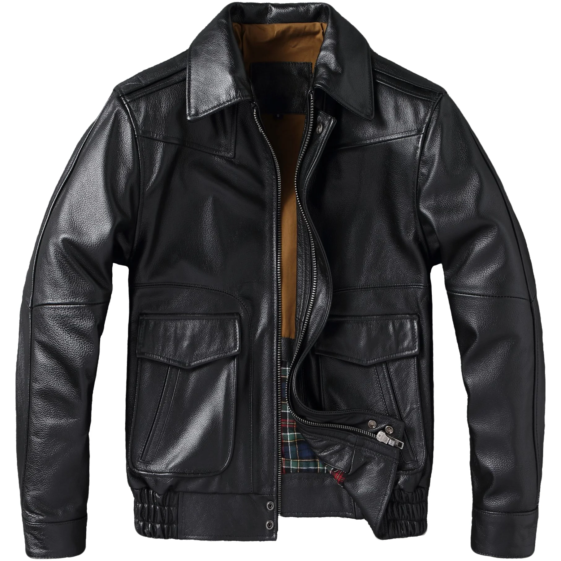 New Style Leather Jacket FirstLayer Cowhide Plus Size Loose-Fit Flight Jacket Short-Sleeve Leather Coat Oversized Riding 8XL