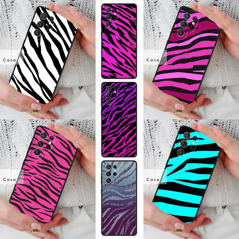 Zebra Print Clip Art TPU Phone Case for Samsung Galaxy S26 S25 S24 S23 S22 S21 S20 Note10 Plus FE Ultra Cover