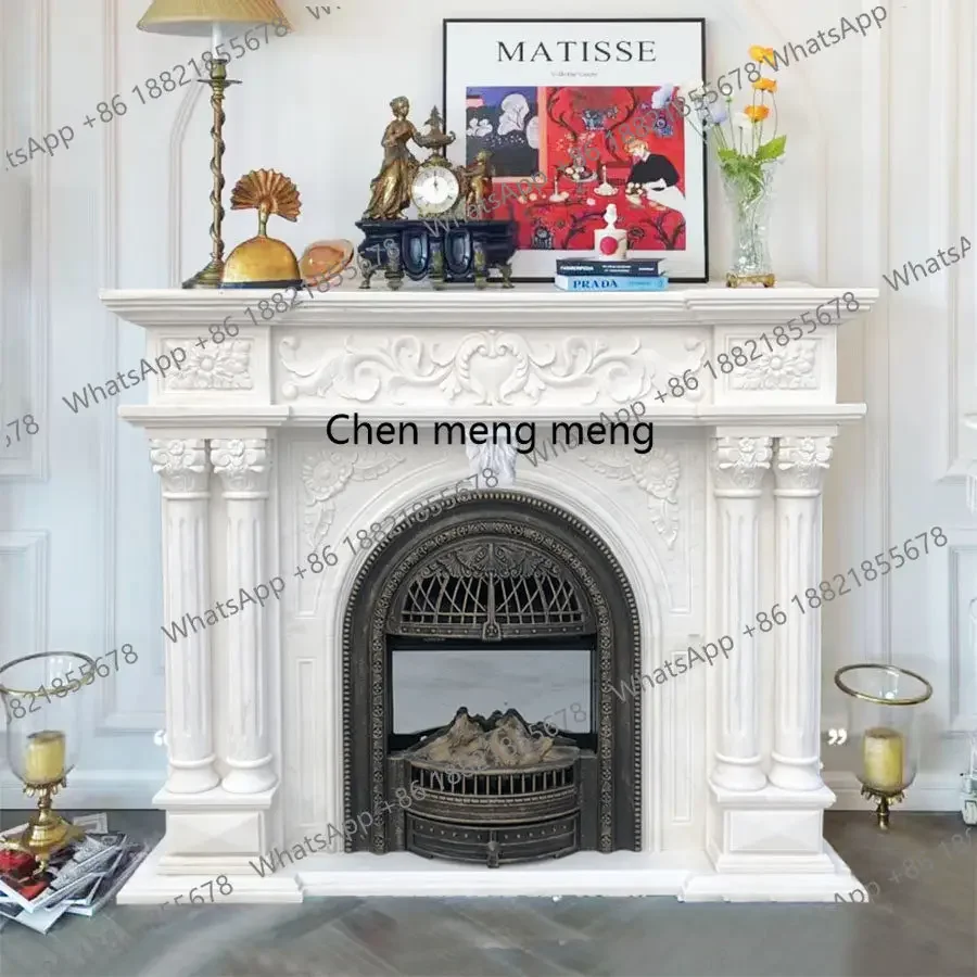 Marble Fireplace French Living Room European Villa Decorative Cabinet Stone Carving Stone, CustomizedDD