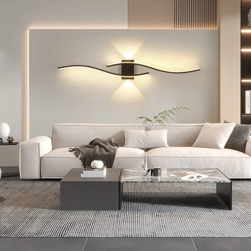 

Modern Simple Wall Lamp Aluminum LED Living Room Wall Lamp Home Decoration TV Wall Bedroom Living Room Lighting